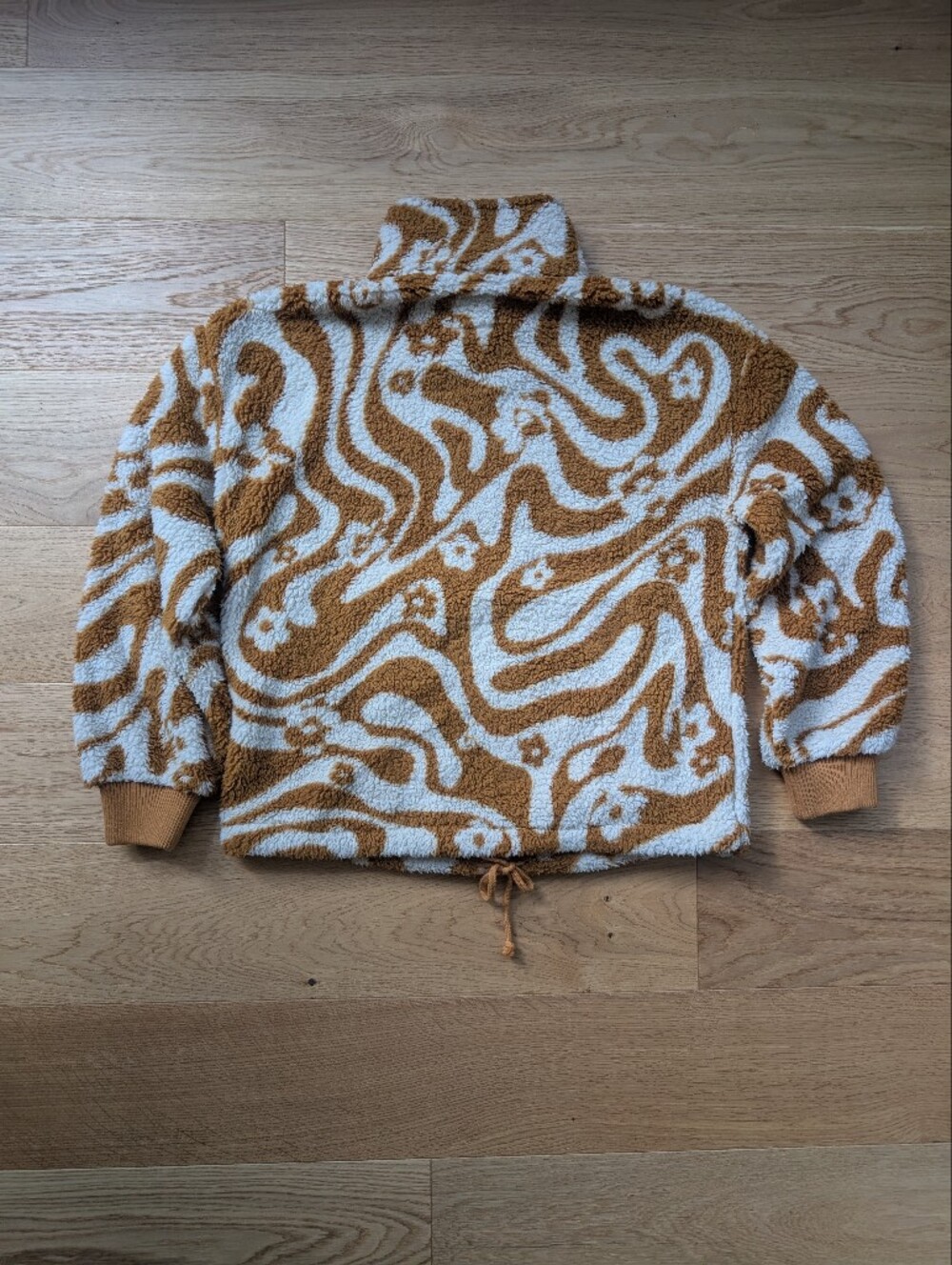 Billabong Cozy Caramel Wavy Floral Pattern Half Zip Fleece Sweatshirt - Picture 10 of 11